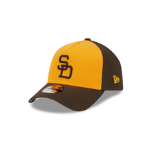 Load image into Gallery viewer, San Diego Padres New Era MLB 9FORTY 940 Adjustable A-Frame Cap Hat Yellow/Brown Crown Brown Visor Brown Cooperstown Logo