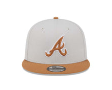 Load image into Gallery viewer, Atlanta Braves New Era MLB 9FIFTY 950 Snapback Cap Hat Stone Crown Light Brown Visor Light Brown/White Logo Gray UV (Color Pack)
