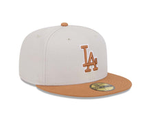 Load image into Gallery viewer, Los Angeles Dodgers New Era MLB 59FIFTY 5950 Fitted Cap Hat Stone Crown Light Brown Visor Light Brown/White Logo Gray UV (Color Pack)