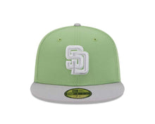 Load image into Gallery viewer, San Diego Padres New Era MLB 59FIFTY 5950 Fitted Cap Hat Light Green Crown Gray Visor Gray/White Logo Gray UV ( Color Pack)