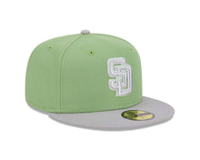 Load image into Gallery viewer, San Diego Padres New Era MLB 59FIFTY 5950 Fitted Cap Hat Light Green Crown Gray Visor Gray/White Logo Gray UV ( Color Pack)