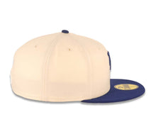 Load image into Gallery viewer, Los Angeles Dodgers New Era MLB 59FIFTY 5950 Fitted Cap Hat Cream Crown Dark Royal Visor Dark Royal Upside Down Logo Gray UV