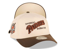 Load image into Gallery viewer, San Diego Padres New Era MLB 9FORTY 940 Adjustable A-Frame Cap Hat Cream Crown Brown Visor Brown/Orange Baseball Club Logo 40th Anniversary Side Patch
