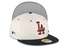 Load image into Gallery viewer, Los Angeles Dodgers New Era MLB 59FIFTY 5950 Fitted Cap Hat Cream Crown Navy Blue Visor Navy/Red Logo Batterman Batty Side Patch