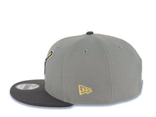 Load image into Gallery viewer, San Diego Padres New Era MLB 9FIFTY 950 Snapback Cap Hat Gray Crown Dark Gray Visor Maroon Logo 1998 World Series Side Patch Maroon UV