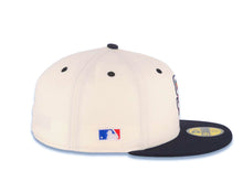 Load image into Gallery viewer, San Diego Padres New Era 59FIFTY 5950 Fitted Cap Hat Cream Crown Navy Blue Visor White/Orange Logo MLB Batterman Batty Side Patch Green UV