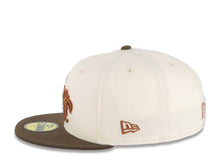 Load image into Gallery viewer, Mexico Aztec New Era 59FIFTY 5950 Fitted Cap Hat Cream Crown Brown Visor Brown Logo Mexico Flag Side Patch Gray UV