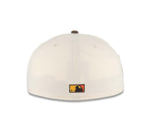 Load image into Gallery viewer, San Diego Padres New Era MLB 59FIFTY 5950 Fitted Cap Hat Cream Crown Brown Visor Brown with Flame Logo 20 Years Petco Park Side Patch