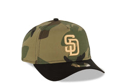 Load image into Gallery viewer, San Diego Padres New Era MLB 9FORTY 940 A-Frame Adjustable Cap Hat Camo Crown Black Visor Light Khaki Logo Gray UV