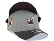 Load image into Gallery viewer, San Diego Padres New Era MLB 9FORTY 940 Adjustable Cap Hat Gray Crown Dark Gray Visor Maroon/Yellow Swinging Friar Logo 25th Anniversary Side Patch