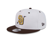 Load image into Gallery viewer, San Diego Padres New Era MLB 9FIFTY 950 Snapback Cap Hat White Crown Brown Visor Yellow Logo (Doodles)