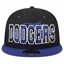 Load image into Gallery viewer, Los Angeles Dodgers New Era MLB 9FIFTY 950 Snapback Cap Hat Black Crown Royal Blue Visor Text Logo Splatter