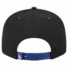 Load image into Gallery viewer, Los Angeles Dodgers New Era MLB 9FIFTY 950 Snapback Cap Hat Black Crown Royal Blue Visor Text Logo Splatter