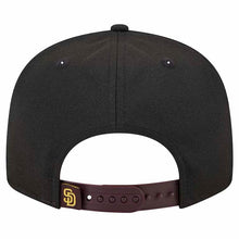 Load image into Gallery viewer, San Diego Padres New Era MLB 9FIFTY 950 Snapback Cap Hat Black Crown Brown Visor Text Logo Splatter