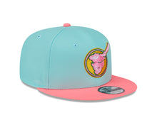 Load image into Gallery viewer, (City Connect) San Diego Padres New Era MLB 9FIFTY 950 Snapback Cap Hat Teal Crown Magenta Visor Yellow/Magenta Swing Friar Logo