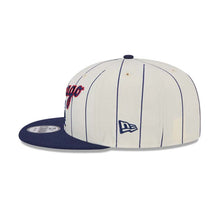 Load image into Gallery viewer, Chicago White Sox New Era MLB 9FIFTY 950 Snapback Cap Hat Cream Pinstripe Crown Navy Blue Visor Navy/Red Text/Script Logo