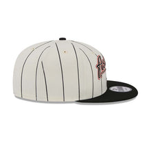 Load image into Gallery viewer, Houston Astros New Era MLB 9FIFTY 950 Snapback Cap Hat Cream Pinstripe Crown Black Visor Black/Red Text/Script Logo
