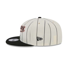 Load image into Gallery viewer, Houston Astros New Era MLB 9FIFTY 950 Snapback Cap Hat Cream Pinstripe Crown Black Visor Black/Red Text/Script Logo
