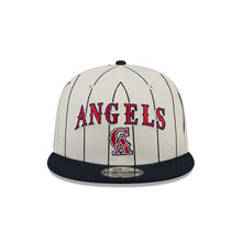 Load image into Gallery viewer, Los Angeles Anaheim Angels New Era MLB 9FIFTY 950 Snapback Cap Hat Cream Pinstripe Crown Navy Blue Visor Red/Navy Text Logo