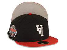 Load image into Gallery viewer, Los Angeles Dodgers New Era MLB 59FIFTY 5950 Fitted Cap Hat Black Crown Red Visor White Upside Down Logo 40th Anniversary Stadium Side Patch Gray UV