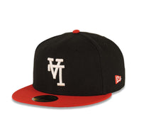 Load image into Gallery viewer, Los Angeles Dodgers New Era MLB 59FIFTY 5950 Fitted Cap Hat Black Crown Red Visor White Upside Down Logo 40th Anniversary Stadium Side Patch Gray UV