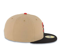 Load image into Gallery viewer, San Diego Padres New Era MLB 59FIFTY 5950 Fitted Cap Hat Khaki Crown Black Visor Metallic Red/Black Logo Gray UV
