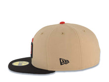 Load image into Gallery viewer, San Diego Padres New Era MLB 59FIFTY 5950 Fitted Cap Hat Khaki Crown Black Visor Metallic Red/Black Logo Gray UV