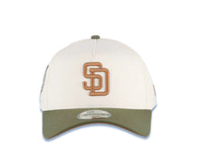 Load image into Gallery viewer, San Diego Padres New Era MLB 9FORTY 940 Adjustable A-Frame Cap Hat Cream Crown Olive Green Visor Light Brown Logo 40th Anniversary Side Patch