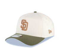 Load image into Gallery viewer, San Diego Padres New Era MLB 9FORTY 940 Adjustable A-Frame Cap Hat Cream Crown Olive Green Visor Light Brown Logo 40th Anniversary Side Patch