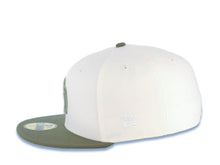 Load image into Gallery viewer, San Diego Padres New Era MLB 59FIFTY 5950 Fitted Cap Hat Cream Crown Olive Green Visor Olive Green Logo 20th Anniversary Petco Park Side Patch