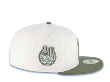 Load image into Gallery viewer, San Diego Padres New Era MLB 59FIFTY 5950 Fitted Cap Hat Cream Crown Olive Green Visor Olive Green Logo 20th Anniversary Petco Park Side Patch