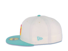 Load image into Gallery viewer, (Youth) San Diego Padres New Era MLB 59FIFTY 5950 Kid Fitted Cap Hat Cream Crown Teal Visor Magenta/Yellow Logo 1992 All-Star Game (City Connect)
