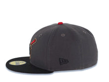 Load image into Gallery viewer, San Diego Padres New Era MLB 59FIFTY 5950 Fitted Cap Hat Dark Gray Crown Black Visor Black/Red Swinging Friar Logo 10th Anniversary Petco Park Patch