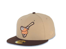 Load image into Gallery viewer, San Diego Padres New Era MLB 59FIFTY 5950 Fitted Cap Hat Khaki Crown Brown Visor Metallic Brown Swinging Friar Logo 40th Anniversary Side Patch