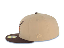 Load image into Gallery viewer, San Diego Padres New Era MLB 59FIFTY 5950 Fitted Cap Hat Khaki Crown Brown Visor Metallic Brown Swinging Friar Logo 40th Anniversary Side Patch