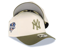 Load image into Gallery viewer, New York Yankees New Era MLB 9FORTY 940 Adjustable A-Frame Cap Hat Cream Crown Olive Green Visor Olive Green Logo 2000 World Series Side Patch