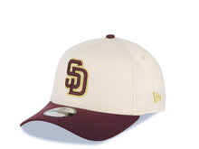 Load image into Gallery viewer, San Diego Padres New Era MLB 9FORTY 940 Adjustable A-Frame Cap Hat Cream Crown Maroon Visor Maroon/Metallic Gold Logo 40th Anniversary Side Patch
