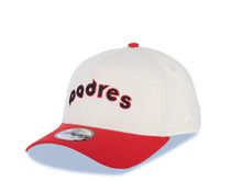 Load image into Gallery viewer, San Diego Padres New Era MLB 9FORTY 940 Adjustable A-Frame Cap Hat Cream Crown Red Visor Black/Red Script/Text Logo 40th Anniversary Side Patch