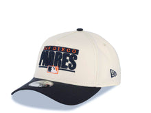 Load image into Gallery viewer, San Diego Padres New Era MLB 9FORTY 940 Adjustable A-Frame Cap Hat Cream Crown Navy Blue Visor Navy Blue/Orange Text Logo Swinging Friar Side Patch