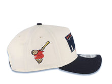 Load image into Gallery viewer, San Diego Padres New Era MLB 9FORTY 940 Adjustable A-Frame Cap Hat Cream Crown Navy Blue Visor Navy Blue/Orange Text Logo Swinging Friar Side Patch