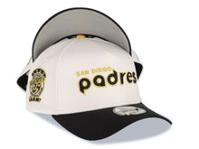 Load image into Gallery viewer, San Diego Padres New Era MLB 9FORTY 940 Adjustable A-Frame Cap Hat White Crown Black Visor Black/Metallic Gold Logo 25th Anniversary Side Patch