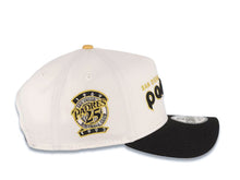 Load image into Gallery viewer, San Diego Padres New Era MLB 9FORTY 940 Adjustable A-Frame Cap Hat White Crown Black Visor Black/Metallic Gold Logo 25th Anniversary Side Patch