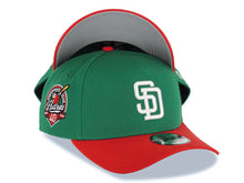 Load image into Gallery viewer, San Diego Padres New Era MLB 9FORTY 940 Adjustable A-Frame Cap Hat Green Crown Red Visor White Logo 40th Anniversary Side Patch