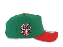 Load image into Gallery viewer, San Diego Padres New Era MLB 9FORTY 940 Adjustable A-Frame Cap Hat Green Crown Red Visor White Logo 40th Anniversary Side Patch
