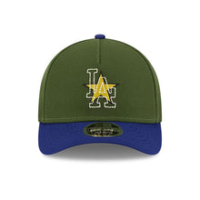 Load image into Gallery viewer, Los Angeles Dodgers New Era MLB 9FORTY 940 M-Crown Adjustable A-Frame Cap Hat Dark GreenCrown Royal Blue Visor Yellow/White Star Logo