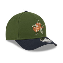 Load image into Gallery viewer, Houston Astros New Era MLB 9FORTY 940 M-Crown Adjustable A-Frame Cap Hat Dark Green Crown Navy Blue Visor White/Orange Logo