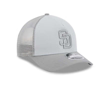 Load image into Gallery viewer, San Diego Padres New Era MLB 9FORTY 940 Adjustable A-Frame Trucker/Mesh Cap Hat Gray Crown Gray Visor Gray Logo (Color Pack)