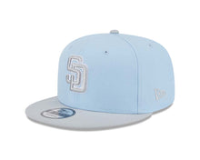 Load image into Gallery viewer, San Diego Padres New Era MLB 9FIFTY 950 Snapback Cap Hat Light Blue Crown Gray Visor Dark Gray/Gray Logo (2-Tone Color Pack)