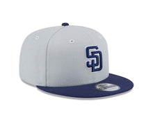 Load image into Gallery viewer, San Diego Padres New Era MLB 9FIFTY 950 Snapback Cap Hat Gray Crown Navy Blue Visor Navy Blue/White Logo (2Tone Color Pack)
