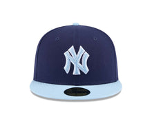 Load image into Gallery viewer, New York Yankees New Era MLB 59FIFTY 5950 Fitted Cap Hat Navy Blue Crown Light Blue Visor Light Blue/White Logo (2-Tone Color Pack)